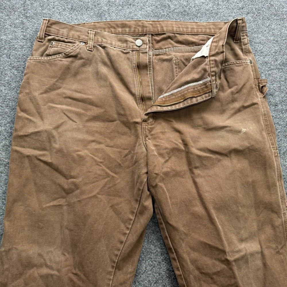 Dickies Carpenter Pants Mens Sze 40x32 Brown Canvas Work Utility Pocket Durable